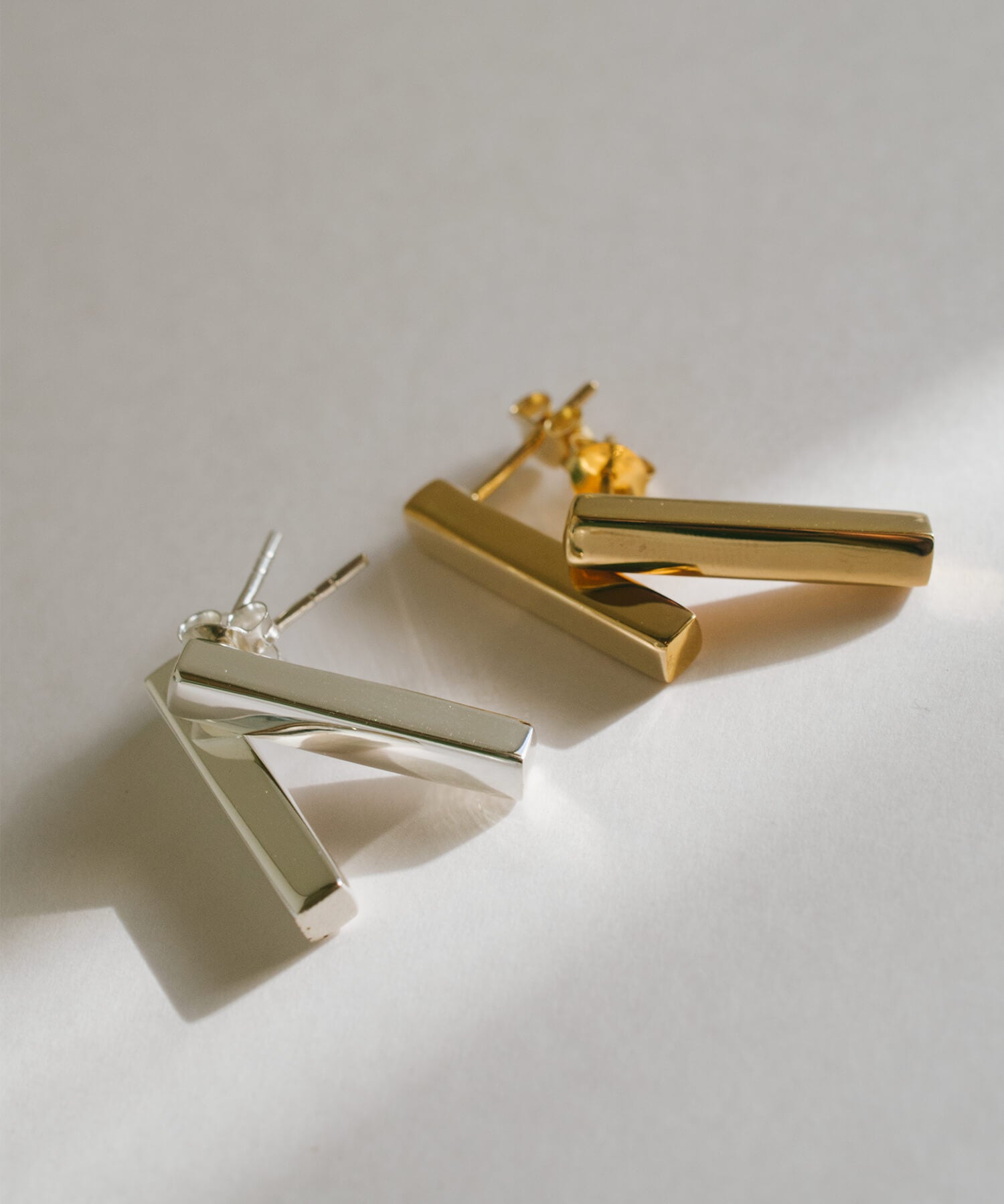 18K Gold Plated Sterling Silver Minimal Bar Earrings | LOKA