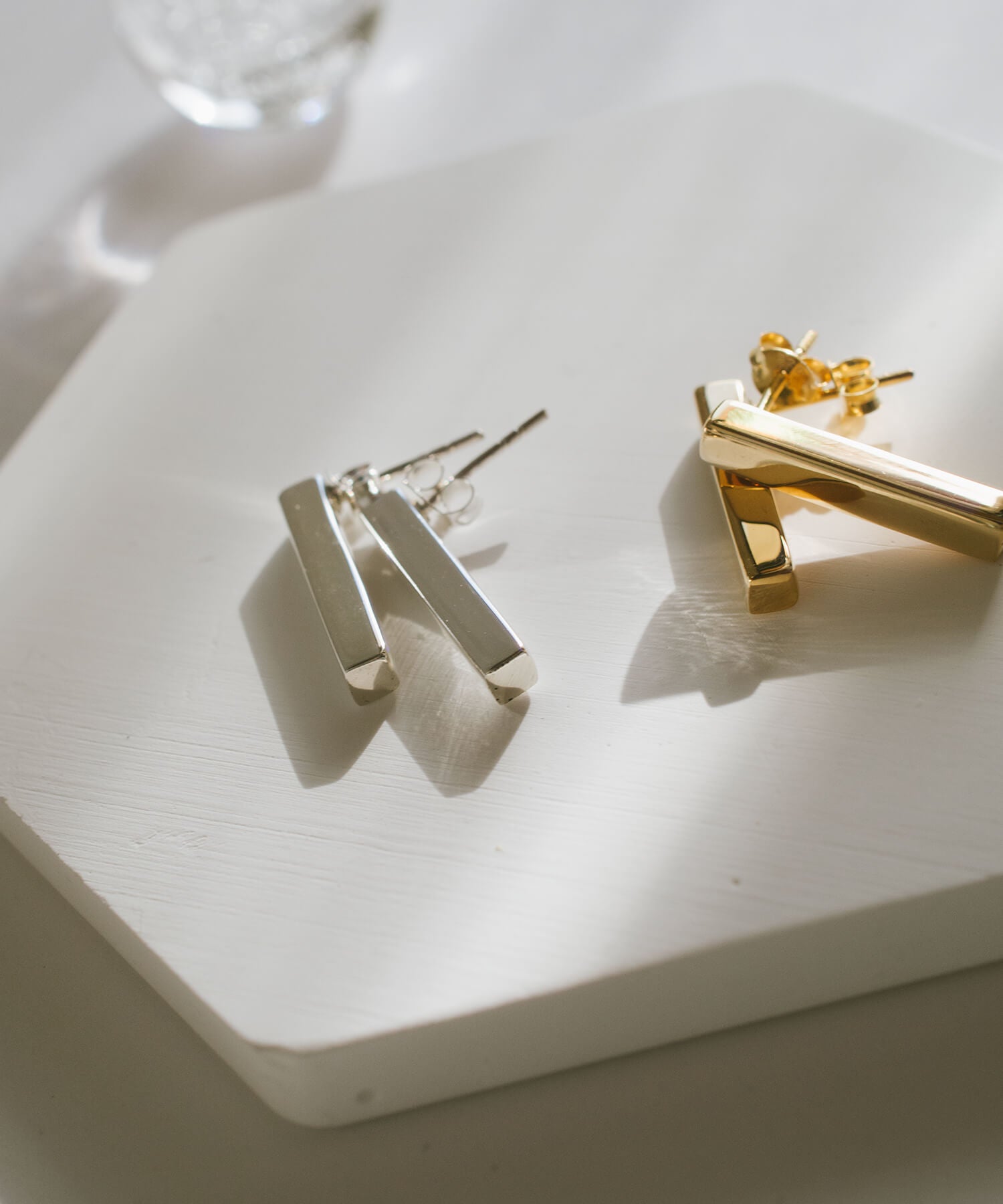 18K Gold Plated Sterling Silver Minimal Bar Earrings | LOKA