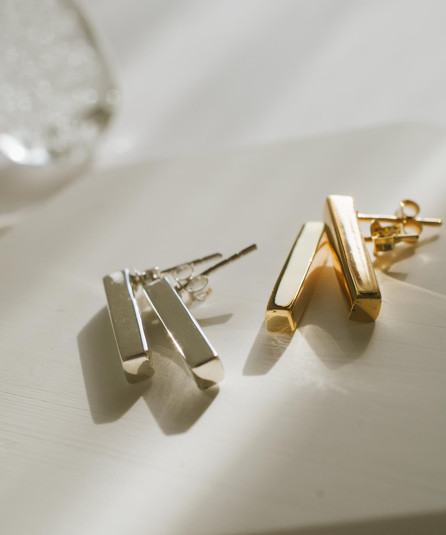 18K Gold Plated Sterling Silver Minimal Bar Earrings | LOKA