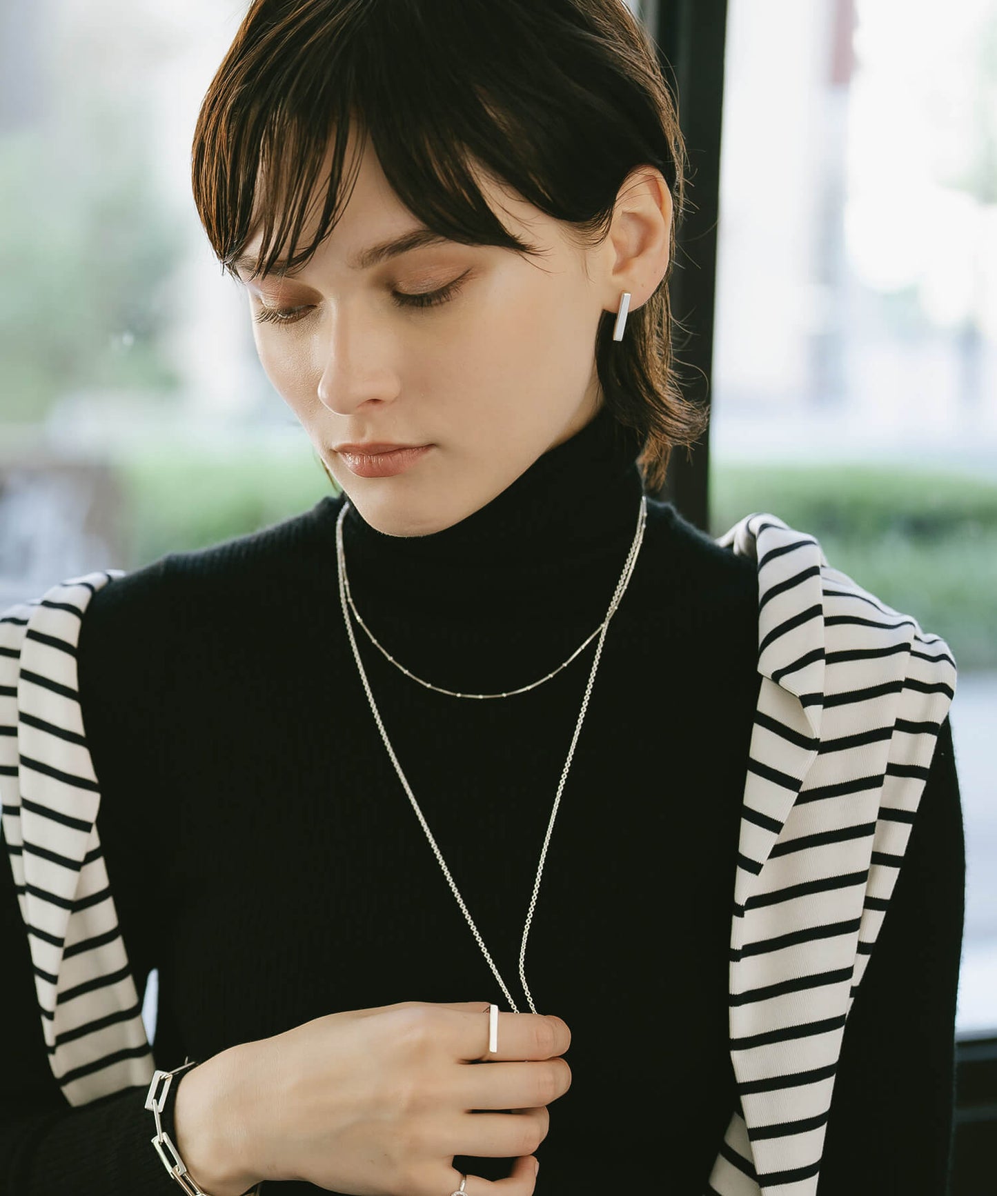 Silver925 Minimal Bar Earrings | LOKA