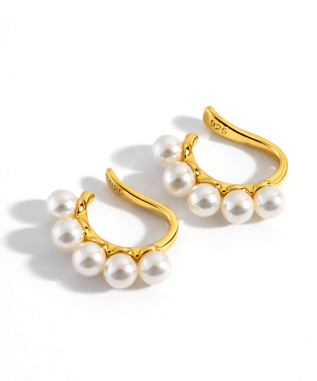 18K Gold Plated Sterling Silver Bowline Pearl Earcuff | LONAE