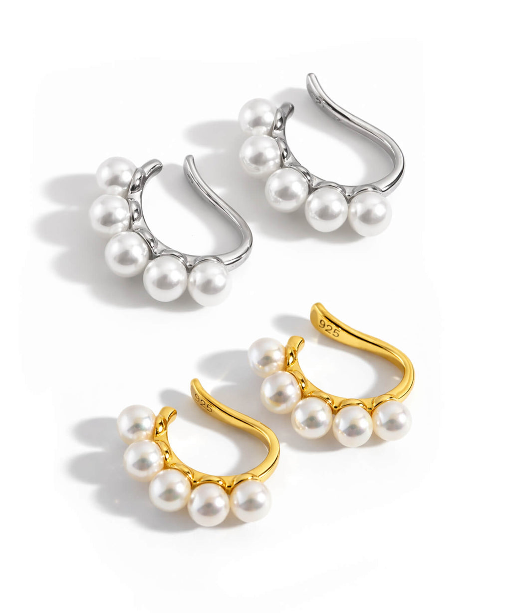 18K Gold Plated Sterling Silver Bowline Pearl Earcuff | LONAE