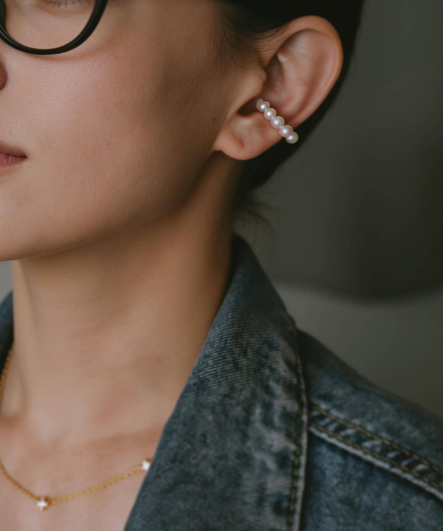 18K Gold Plated Sterling Silver Bowline Pearl Earcuff | LONAE