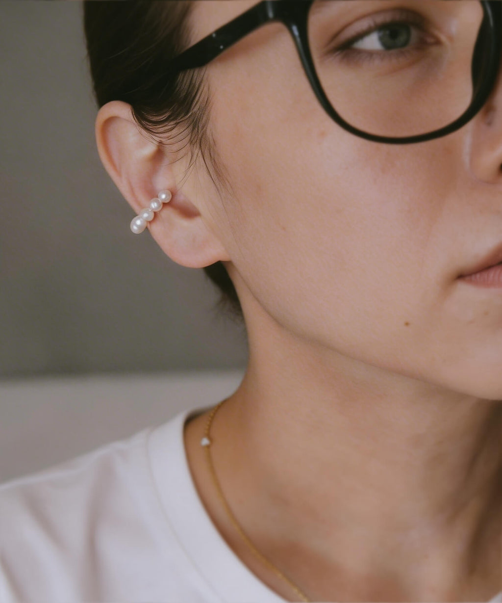 18K Gold Plated Sterling Silver Bowline Pearl Earcuff | LONAE
