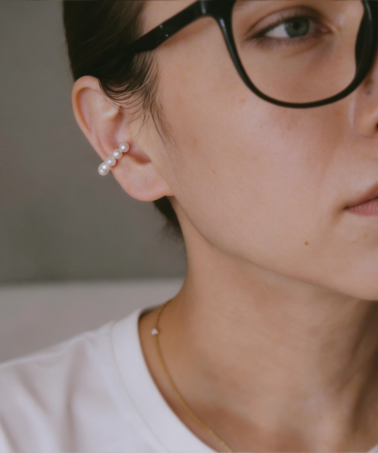 18K Gold Plated Sterling Silver Bowline Pearl Earcuff | LONAE