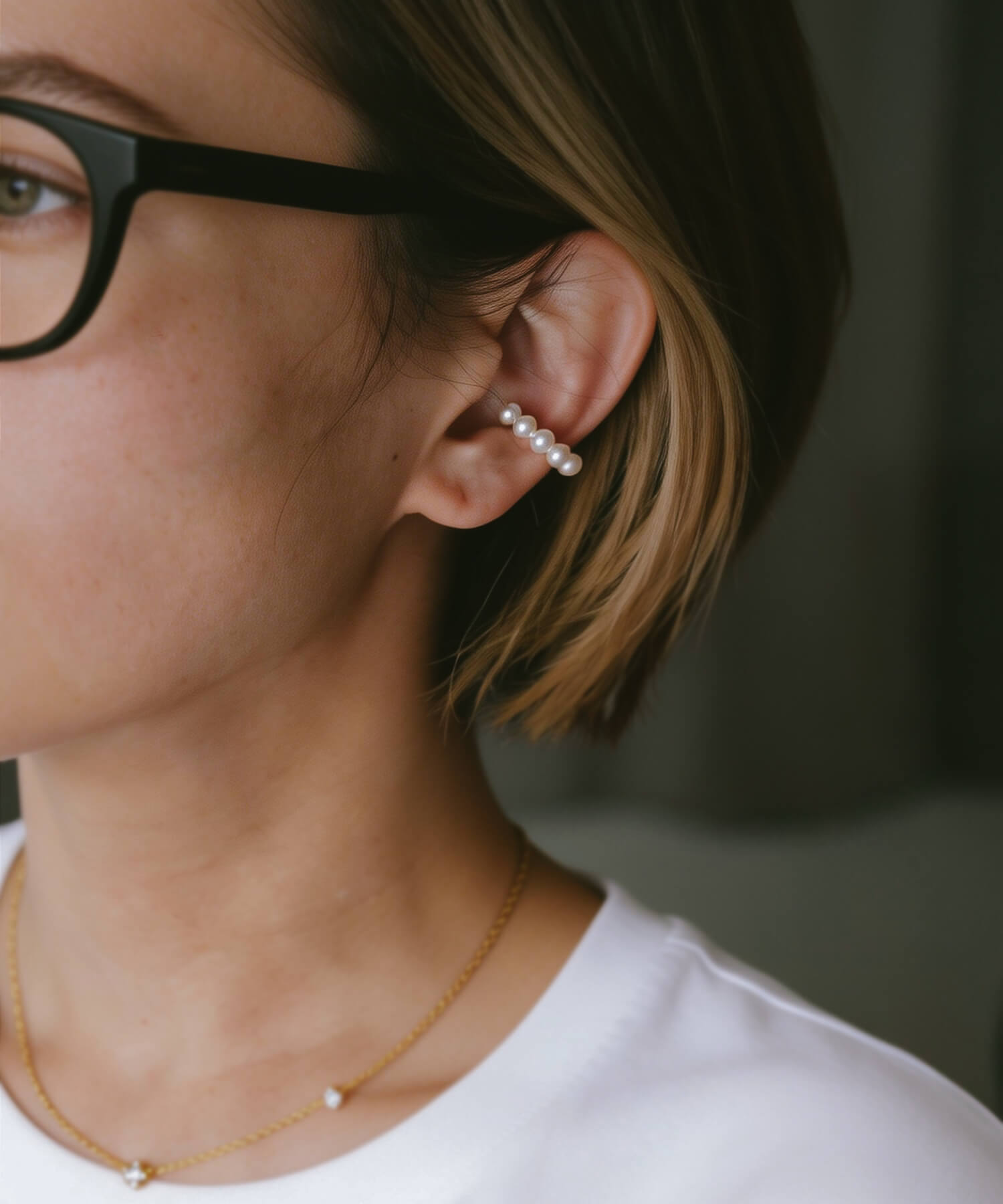 18K Gold Plated Sterling Silver Bowline Pearl Earcuff | LONAE