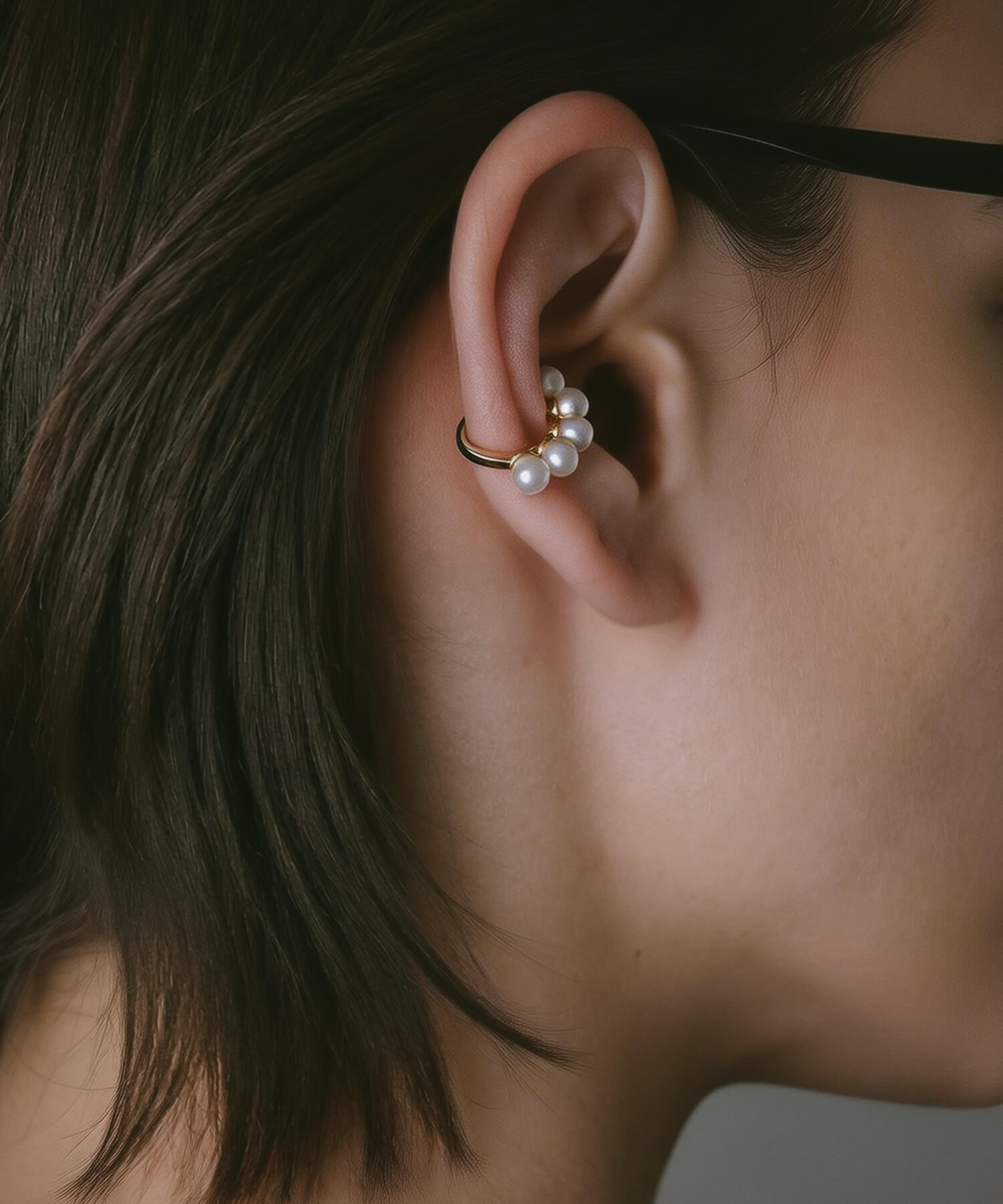 18K Gold Plated Sterling Silver Bowline Pearl Earcuff | LONAE