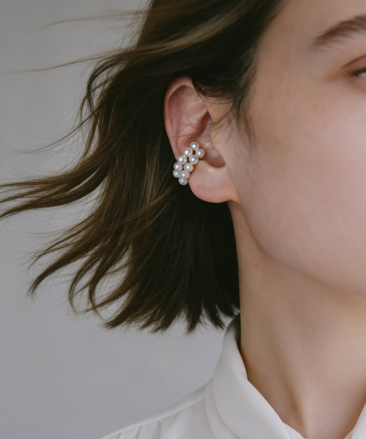 18K Gold Plated Sterling Silver Bowline Pearl Earcuff | LONAE