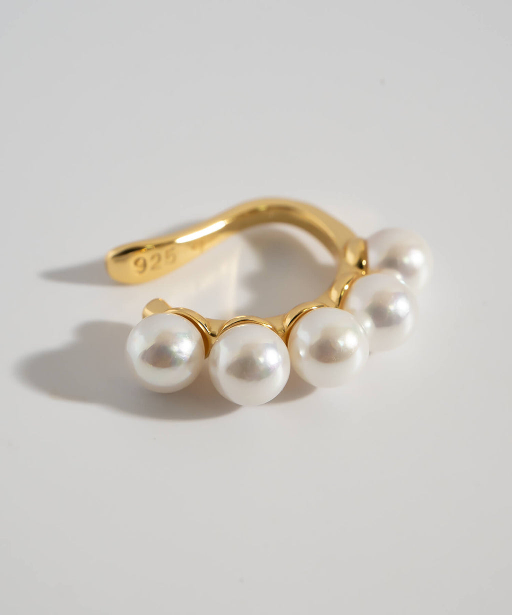 18K Gold Plated Sterling Silver Bowline Pearl Earcuff | LONAE