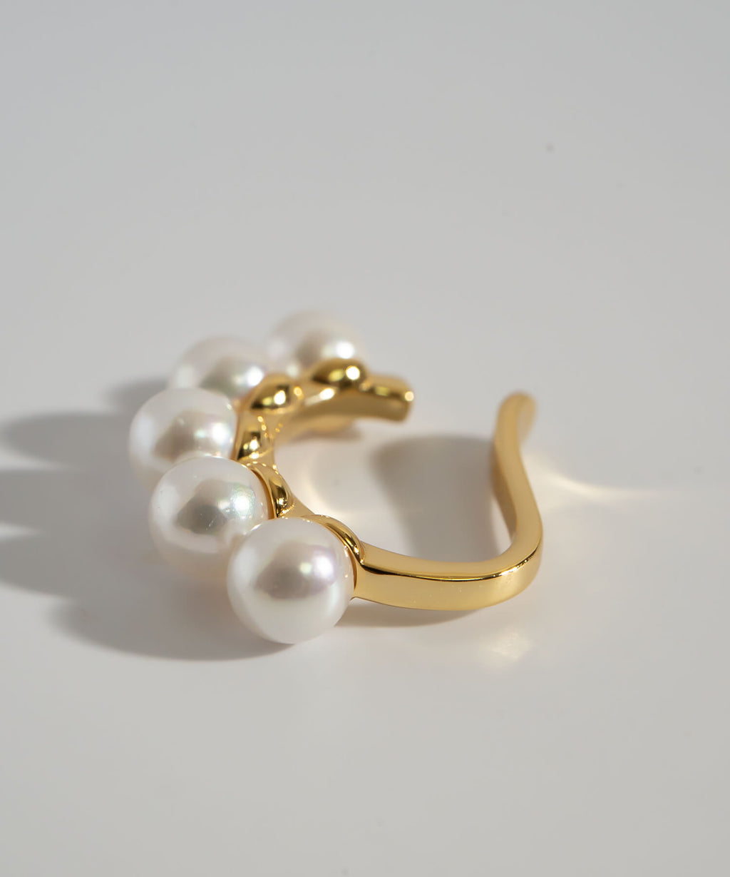 18K Gold Plated Sterling Silver Bowline Pearl Earcuff | LONAE