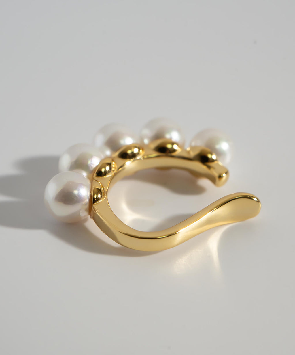 18K Gold Plated Sterling Silver Bowline Pearl Earcuff | LONAE