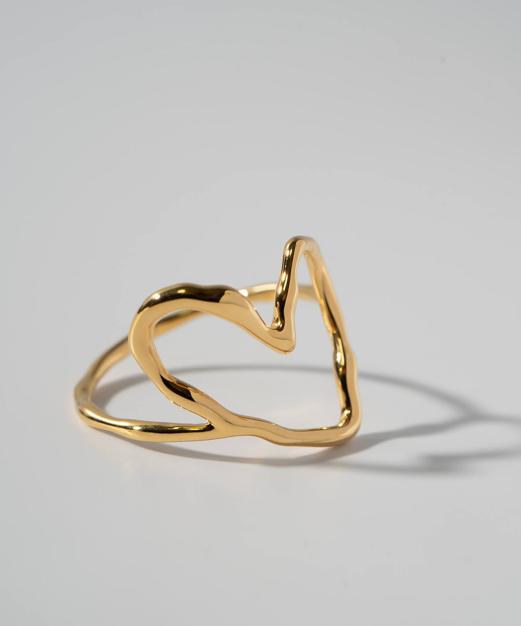 18K Gold Plated Sterling Silver Heart Flow Ring | HEART FLOW