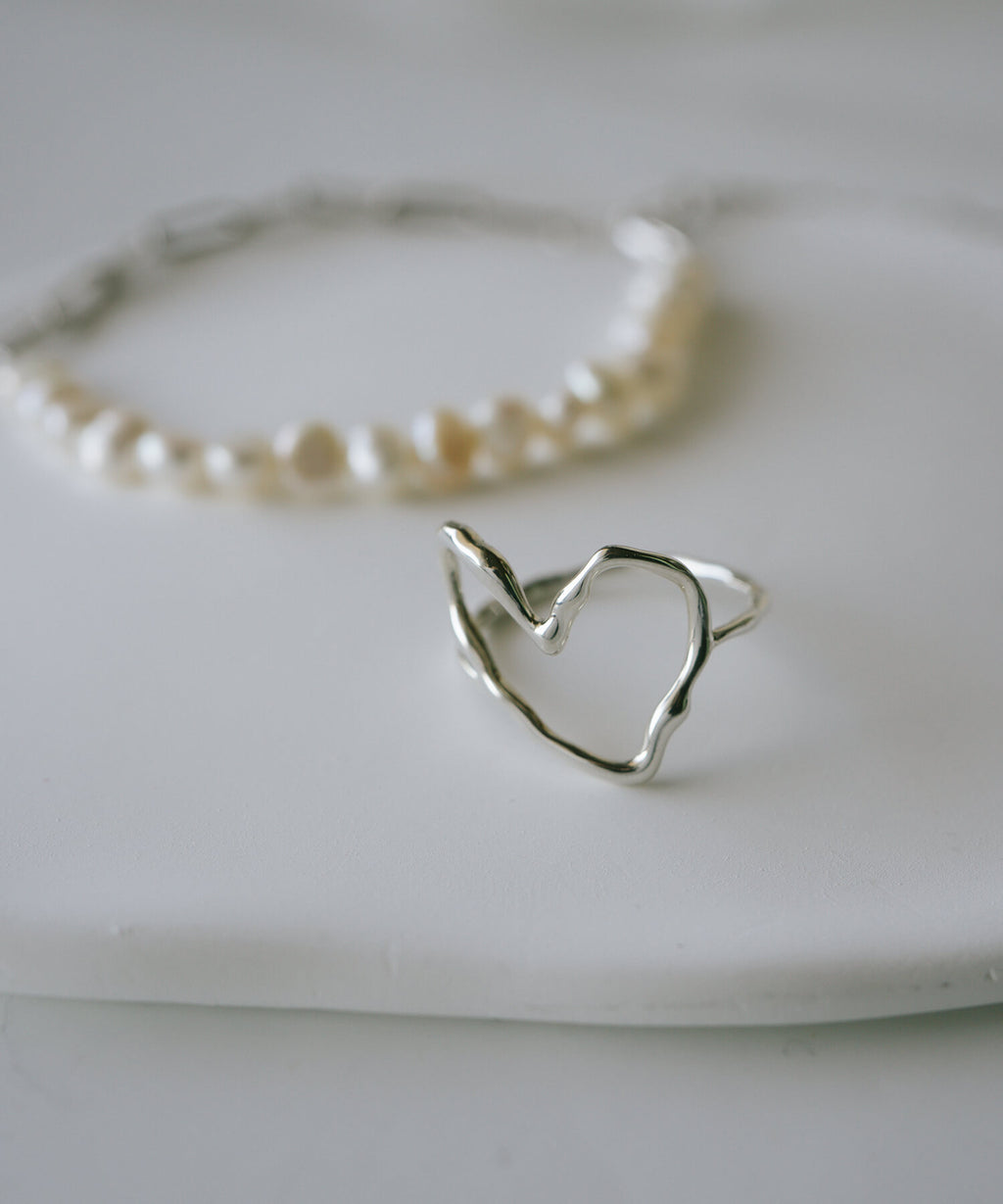 18K Gold Plated Sterling Silver Heart Flow Ring | HEART FLOW