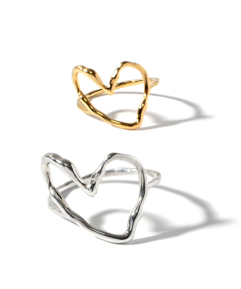 18K Gold Plated Sterling Silver Heart Flow Ring | HEART FLOW