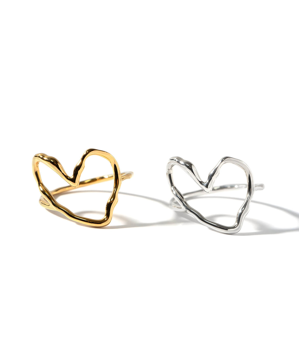 18K Gold Plated Sterling Silver Heart Flow Ring | HEART FLOW