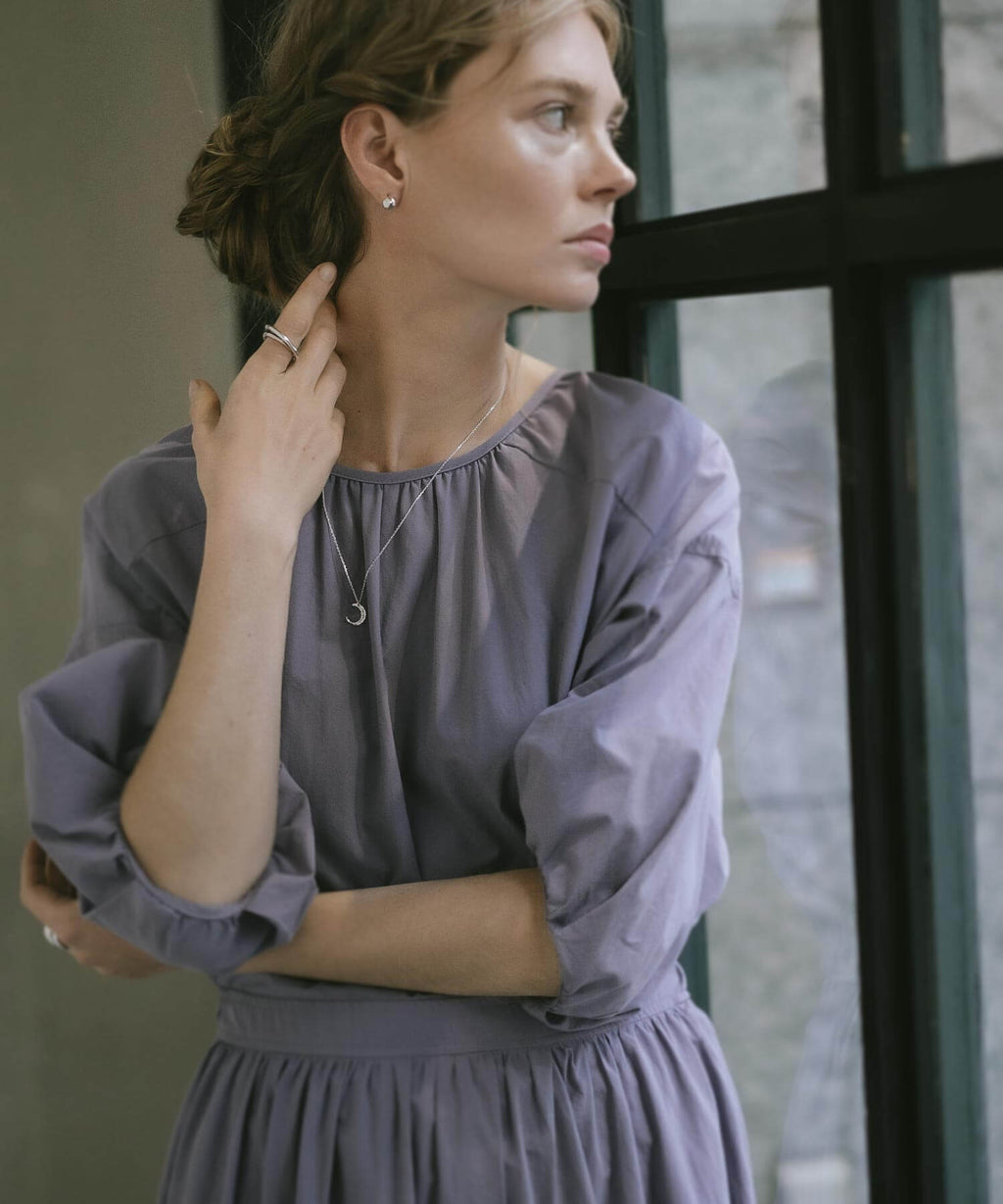 18K Gold Plated Sterling Silver Crescent Moon Pendant Necklace | LUNEVE