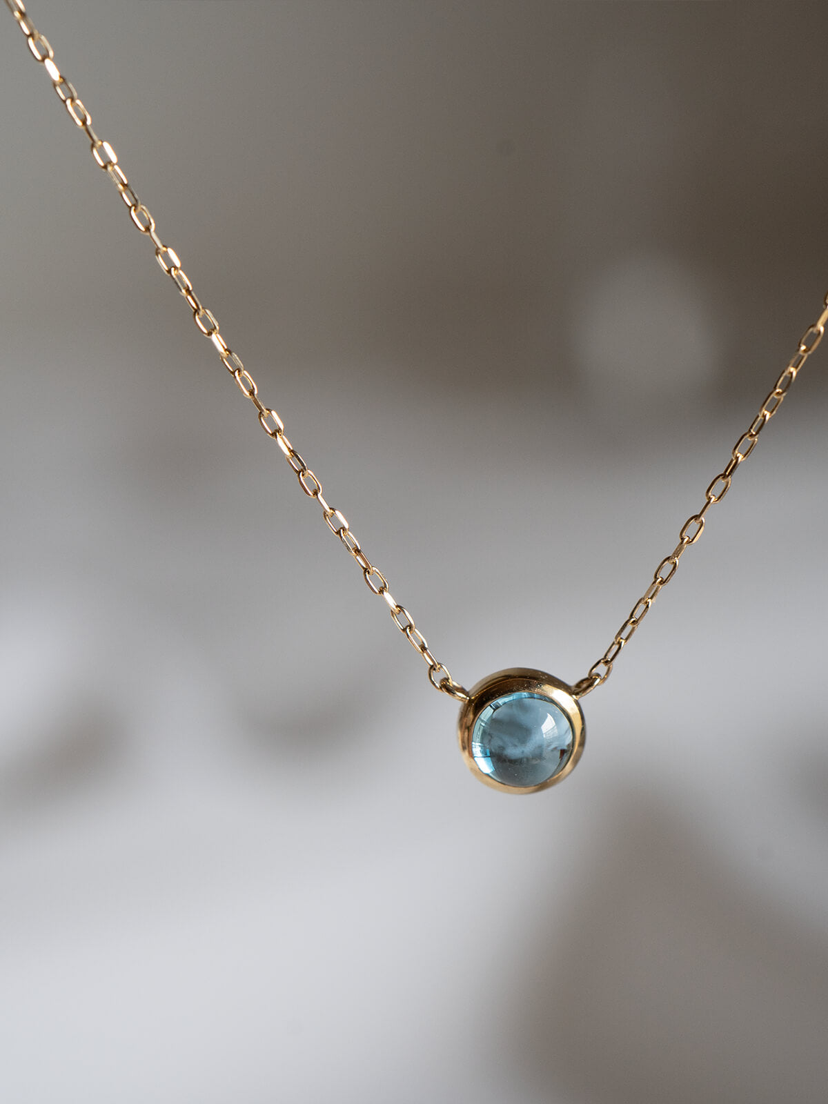 Swiss blue topaz necklace detail
