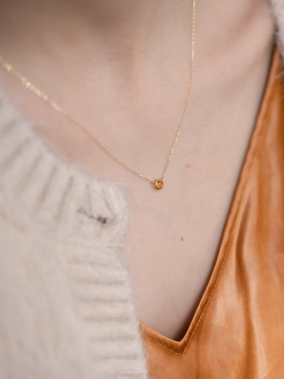 Citrine necklace on model