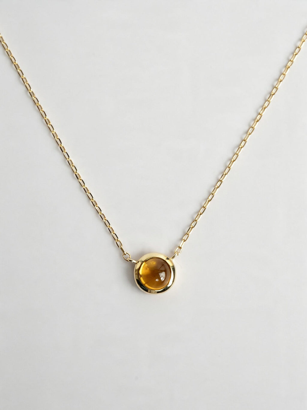 Citrine 10K gold cabochon necklace