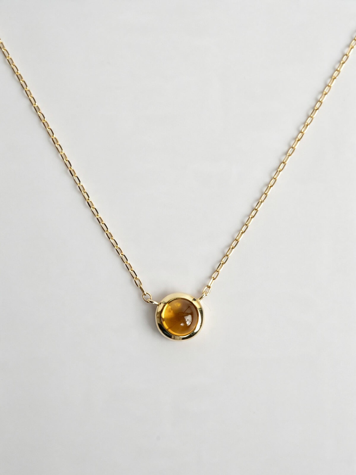 Citrine 10K gold cabochon necklace