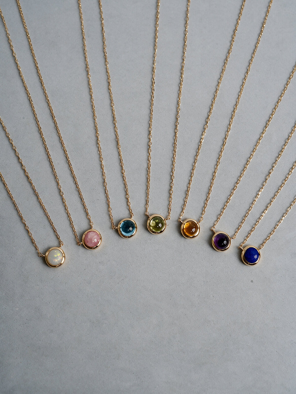 10K gold gemstone cabochon necklace LUPAUS