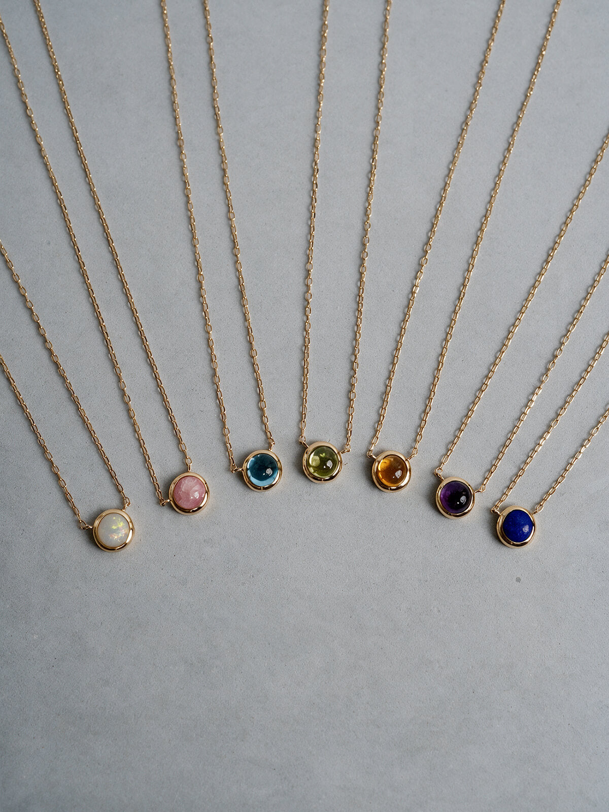 10K gold gemstone cabochon necklace LUPAUS