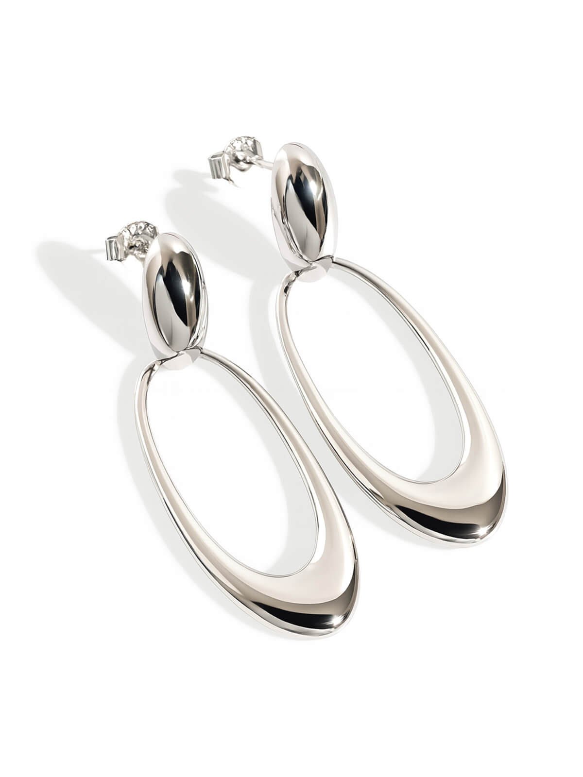 18K Gold Plated Sterling Silver Oval Swing Earrings | LYOMRA