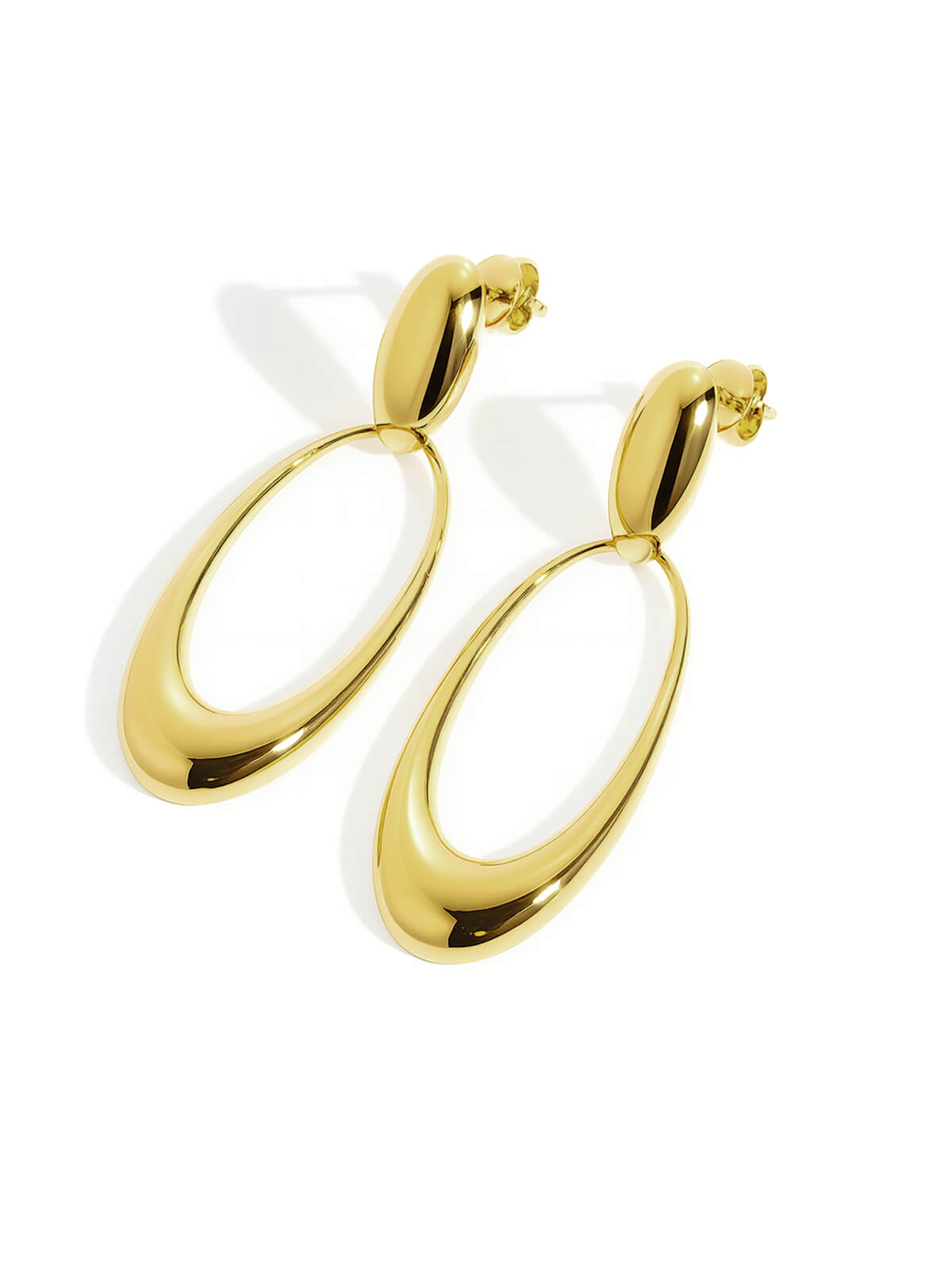 18K Gold Plated Sterling Silver Oval Swing Earrings | LYOMRA