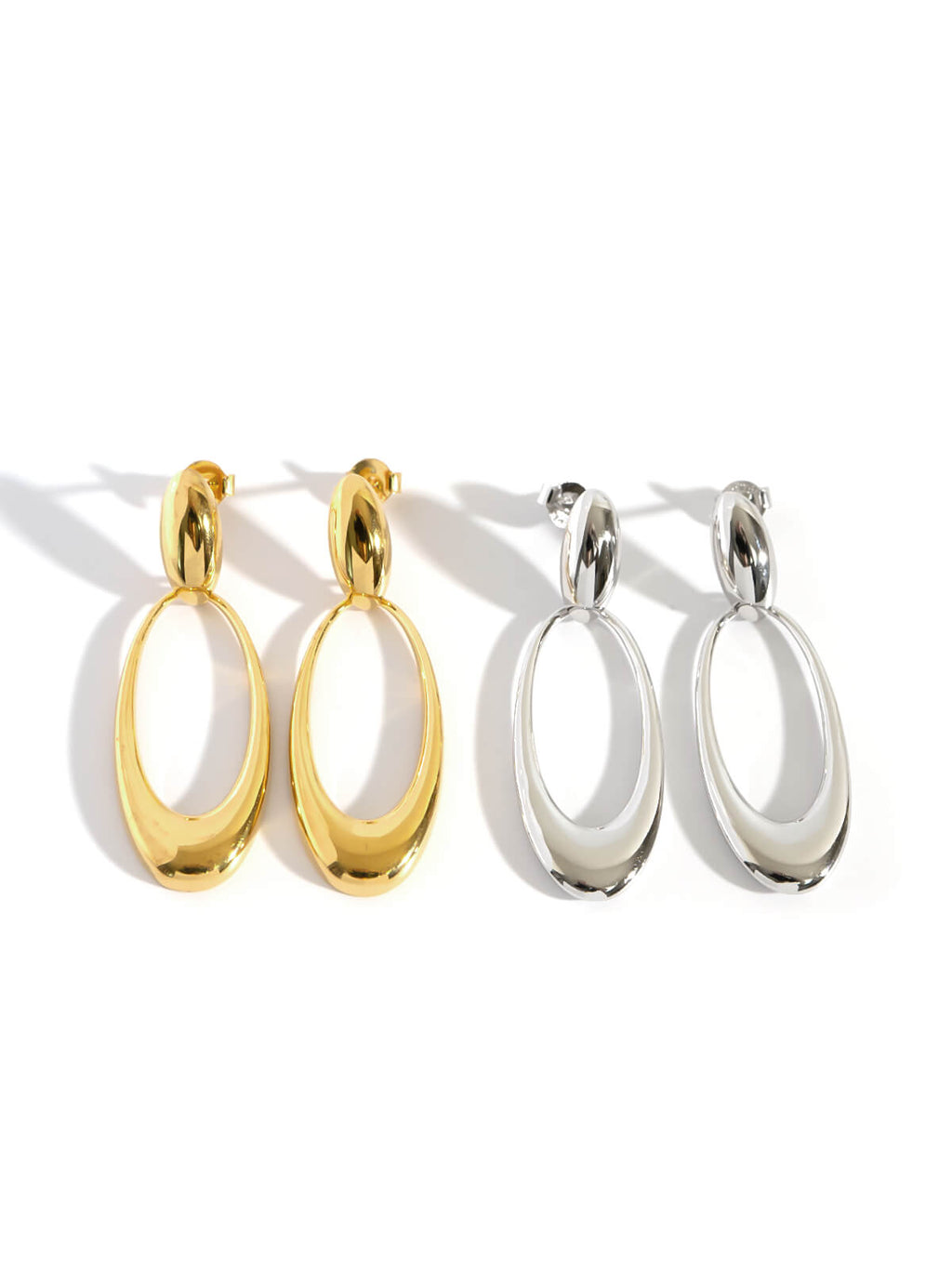 18K Gold Plated Sterling Silver Oval Swing Earrings | LYOMRA