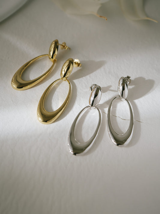 Silver925 Oval Swing Earrings | LYOMRA-PE