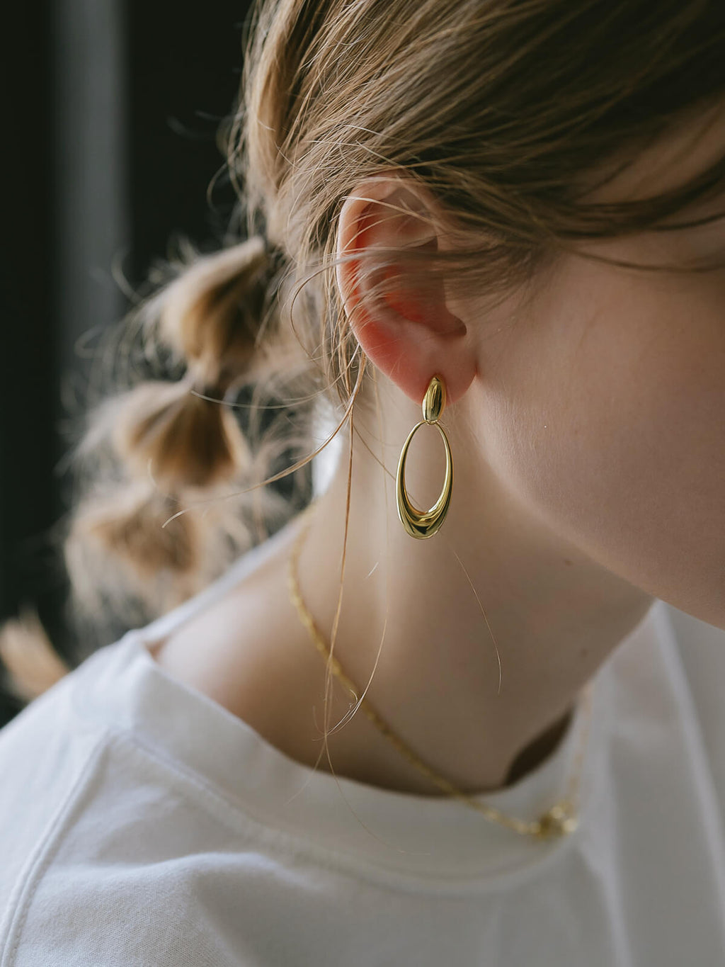 18K Gold Plated Sterling Silver Oval Swing Earrings | LYOMRA