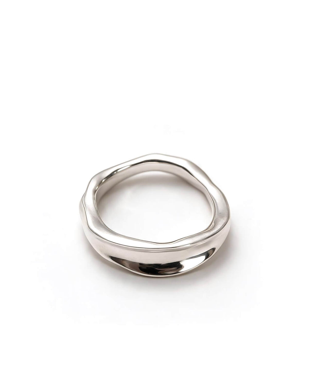 Sterling silver 925 ripple wave ring on a white background