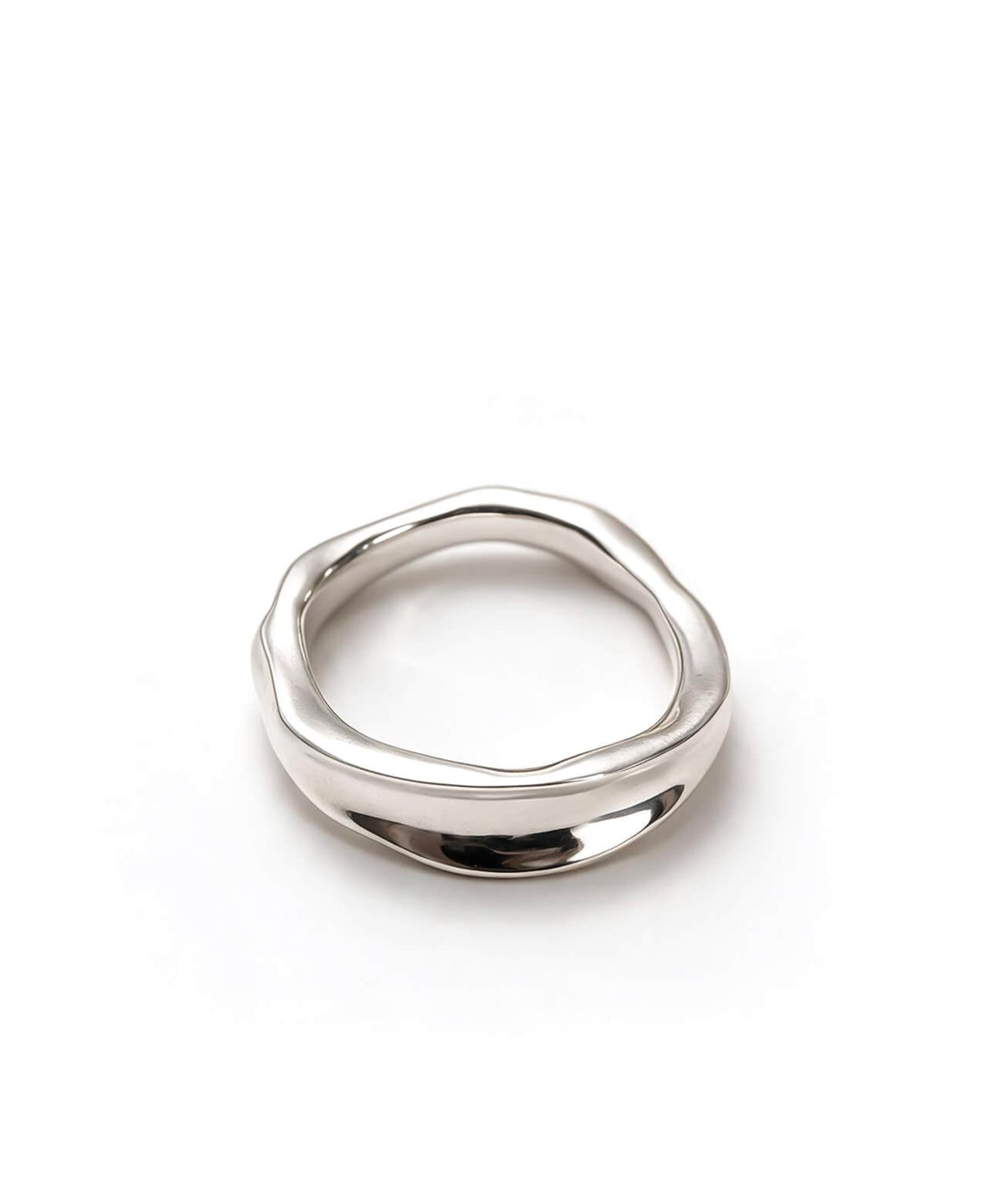 Sterling silver 925 ripple wave ring on a white background