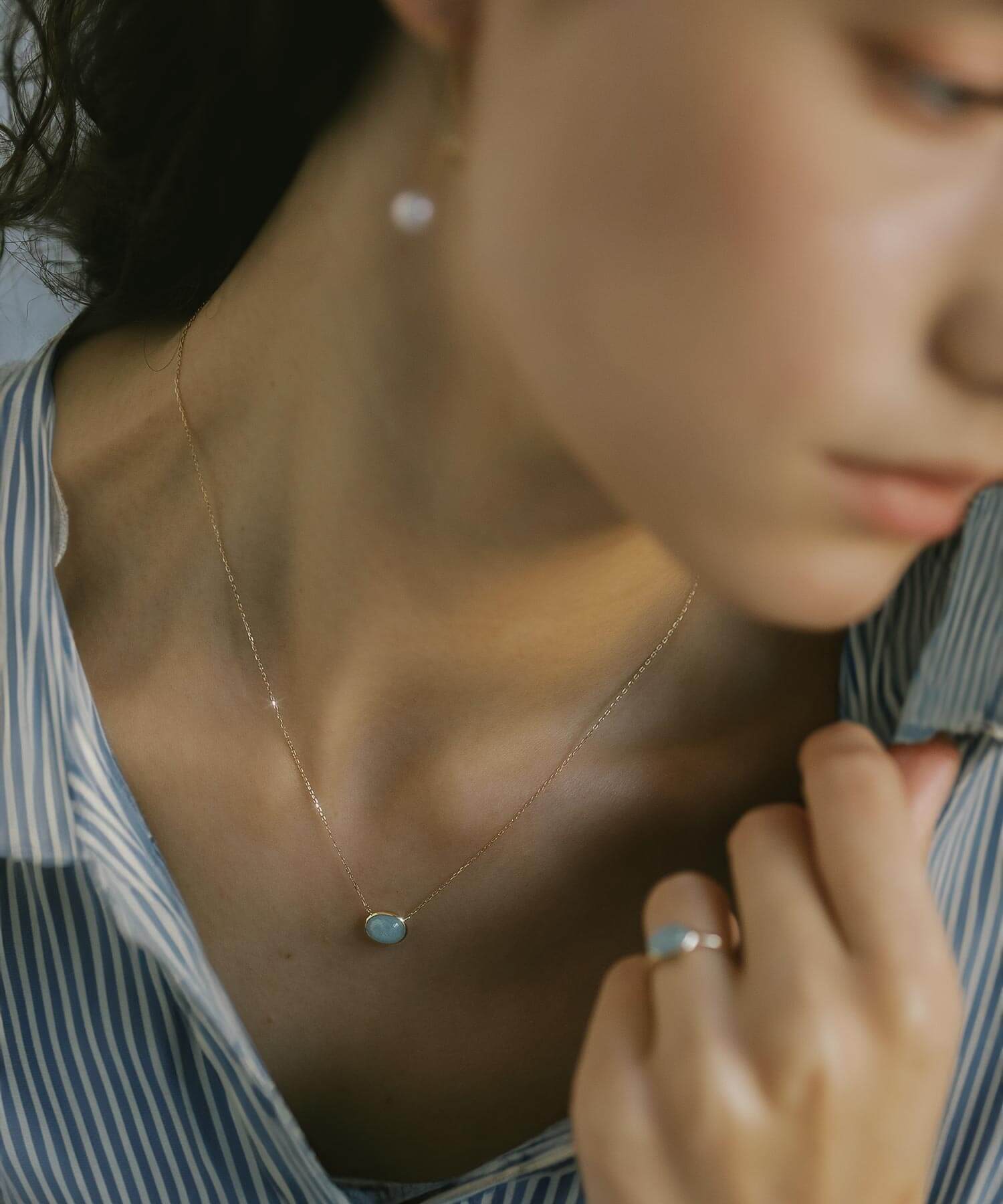 10K Gold Oval Gemstone Necklace | ELIA-TRE