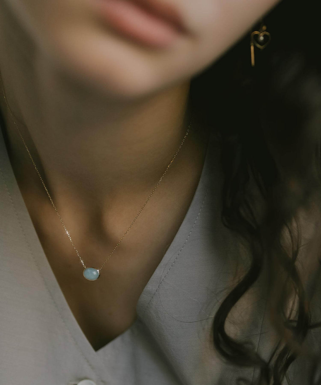 10K Gold Oval Gemstone Necklace | ELIA-TRE