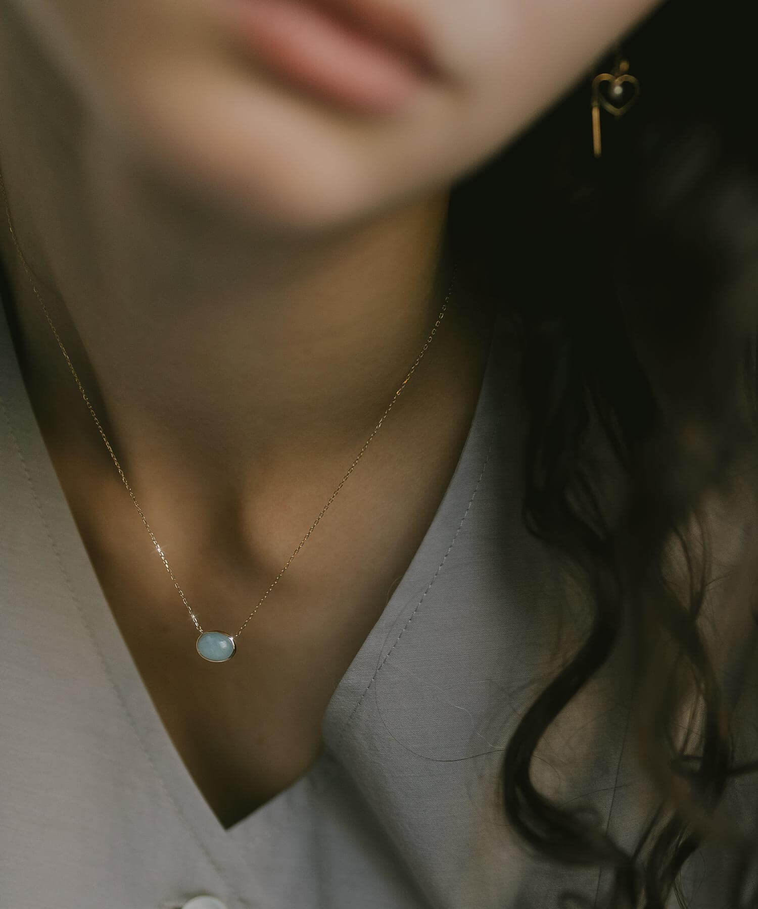 10K Gold Oval Gemstone Necklace | ELIA-TRE