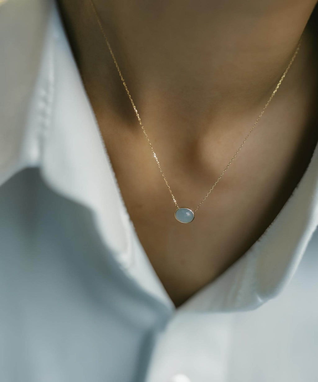 10K Gold Oval Gemstone Necklace | ELIA-TRE
