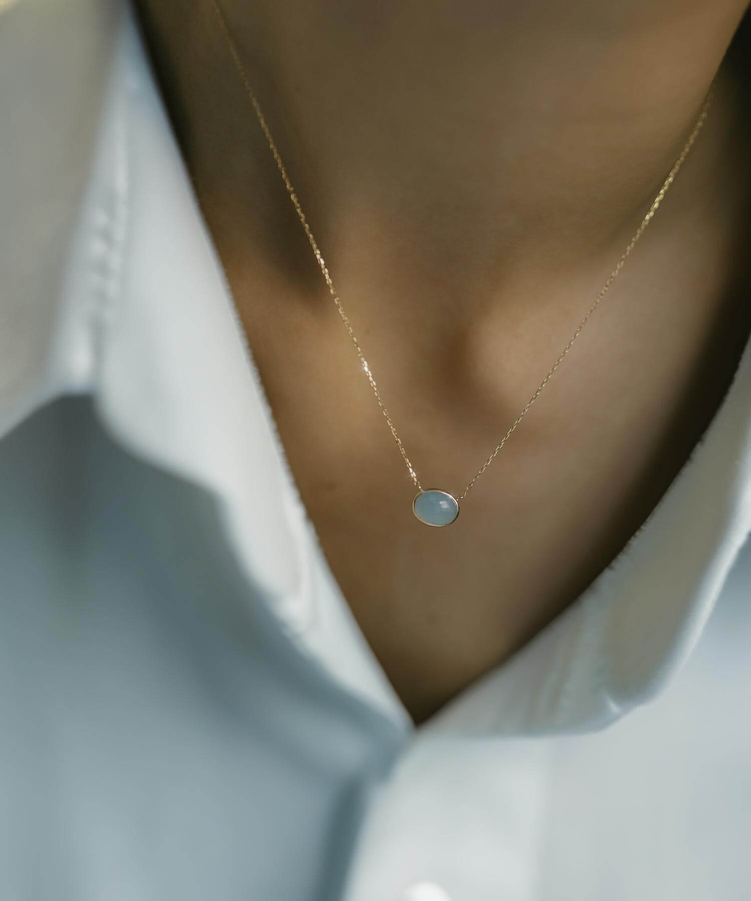 10K Gold Oval Gemstone Necklace | ELIA-TRE