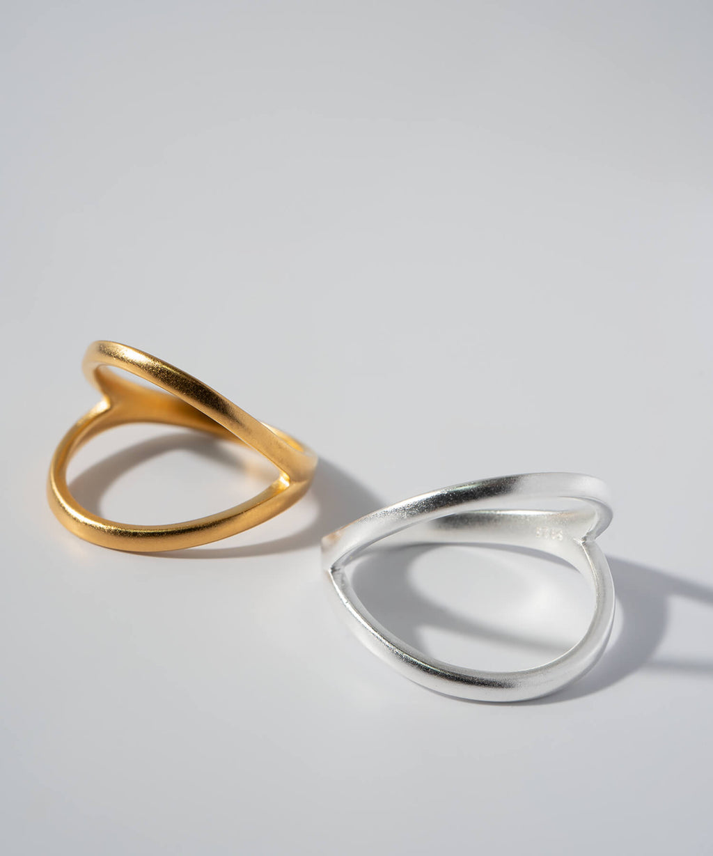 18K Gold Plated Sterling Silver Double Line Ring | MARKT