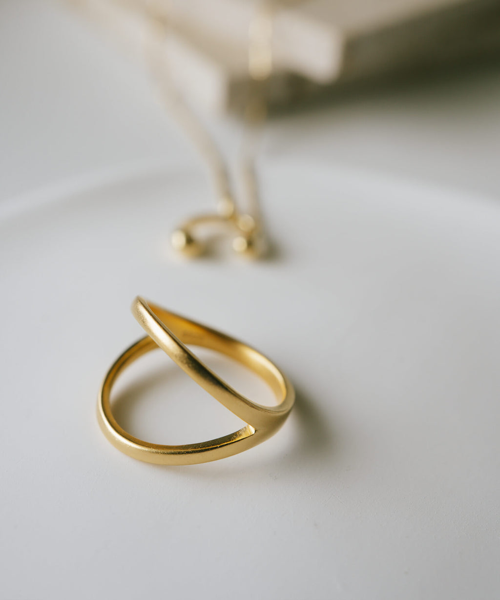 18K Gold Plated Sterling Silver Double Line Ring | MARKT