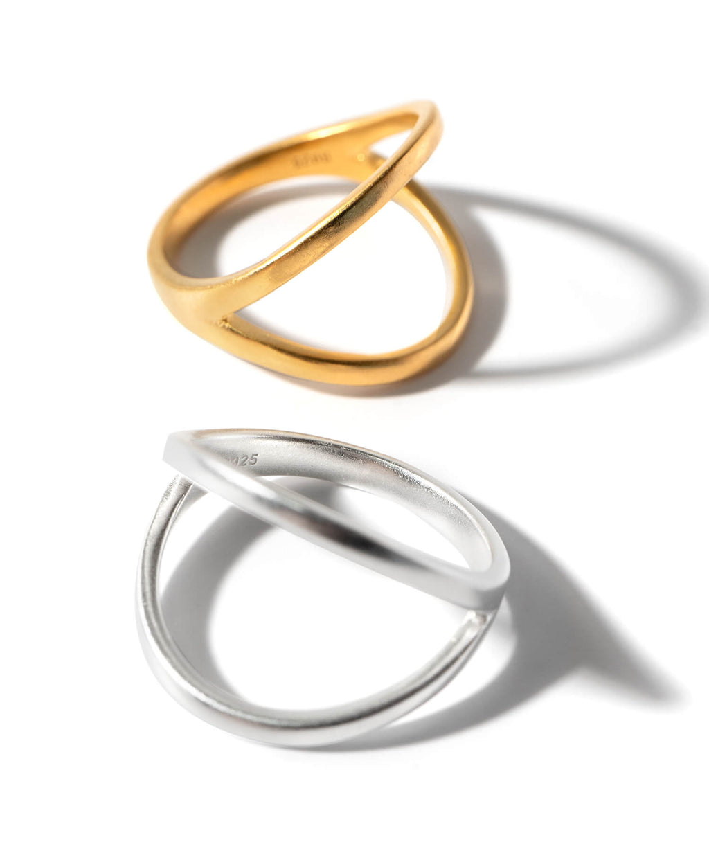 18K Gold Plated Sterling Silver Double Line Ring | MARKT
