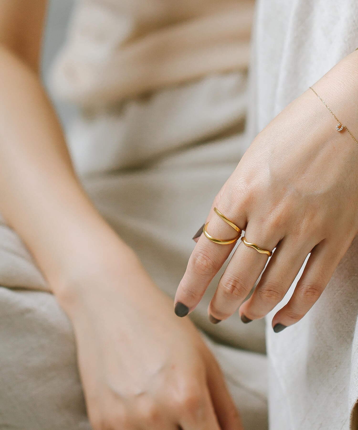 18K Gold Plated Sterling Silver Double Line Ring | MARKT