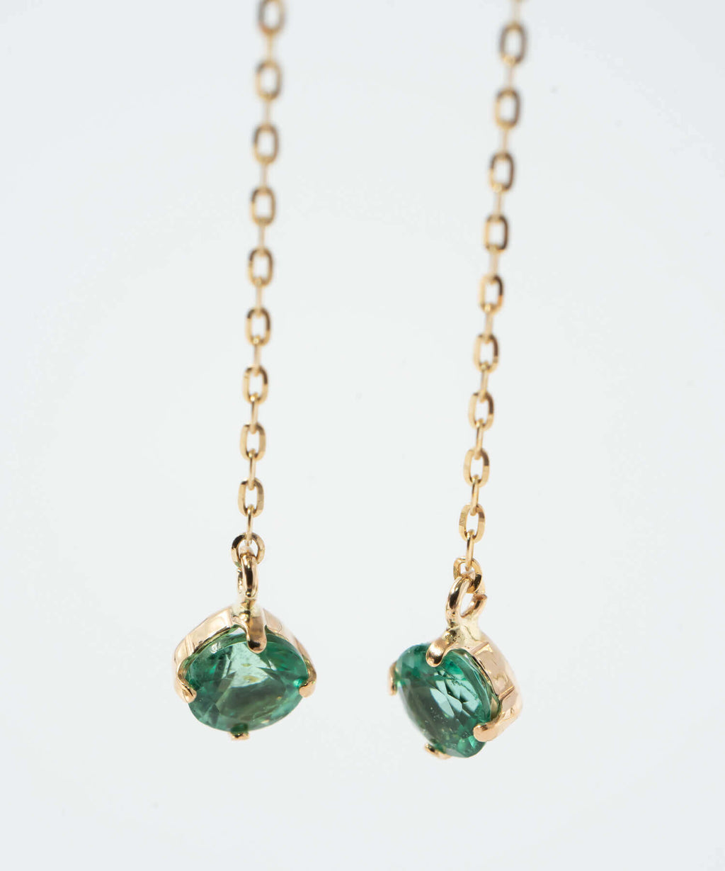 10K Gold Green Radiance Emerald Chain Earrings | MEGREZ