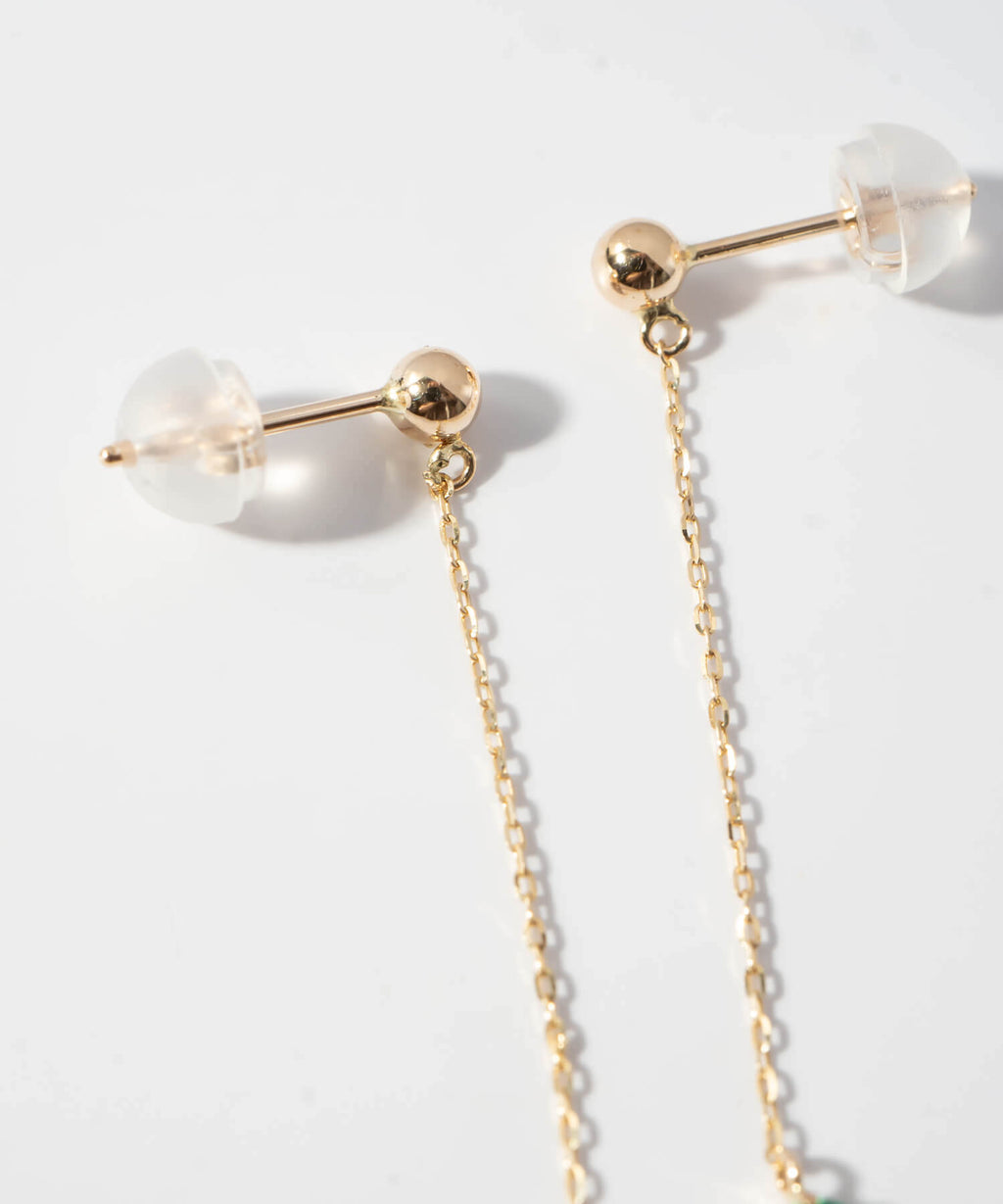 10K Gold Green Radiance Emerald Chain Earrings | MEGREZ