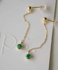 10K Gold Green Radiance Emerald Chain Earrings | MEGREZ
