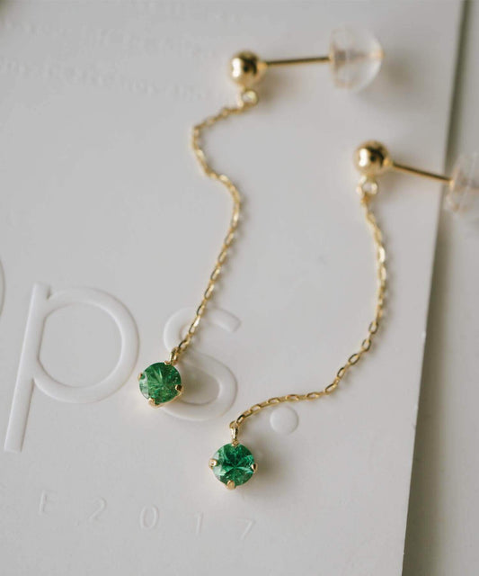 K10 Green Radiance Emerald Chain Earrings | MEGREZ-PE