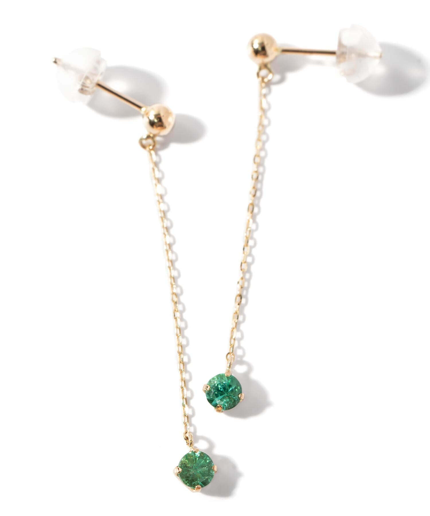 10K Gold Green Radiance Emerald Chain Earrings | MEGREZ