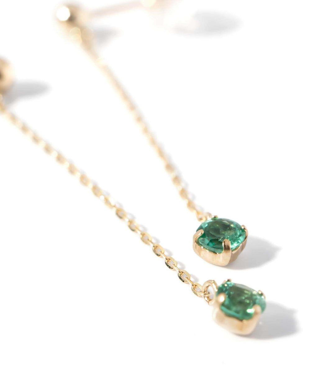 10K Gold Green Radiance Emerald Chain Earrings | MEGREZ