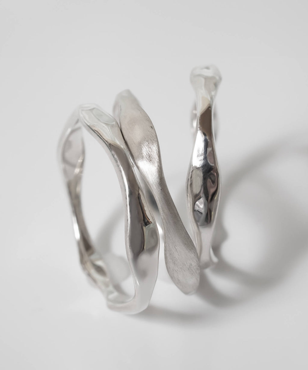 18K Gold Plated Sterling Silver 3 Layerd Wavy Ring | MERV
