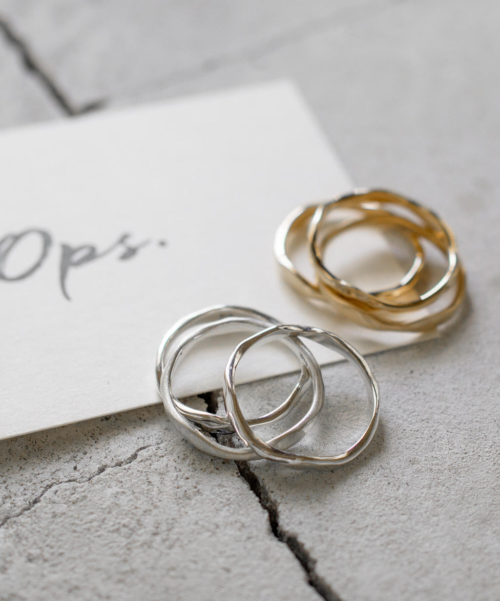 18K Gold Plated Sterling Silver 3 Layerd Wavy Ring | MERV